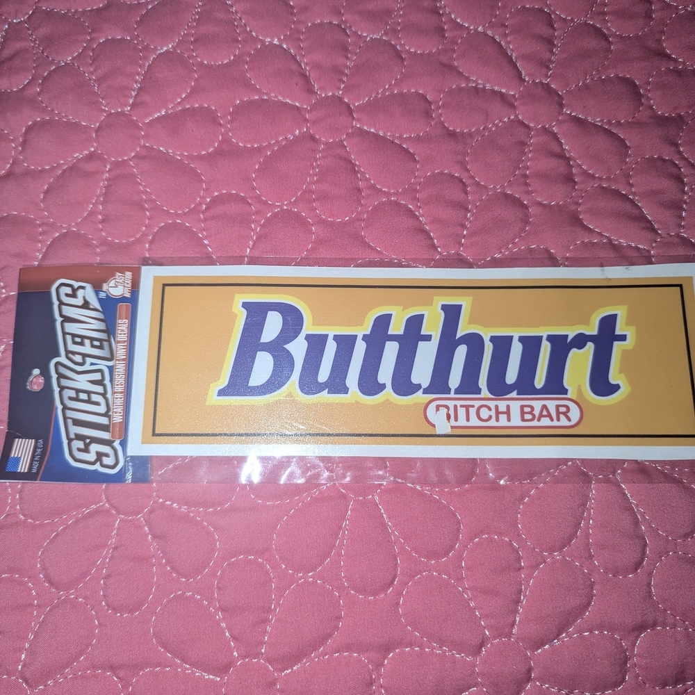 Mine Butthurt Sticker - Yellow and Blue